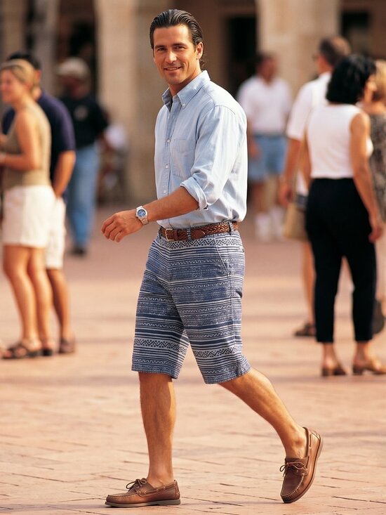 International Male Other - International Male 36 Vintage 90s Aztec Print Cotton Shorts Rare Boho Surfwear